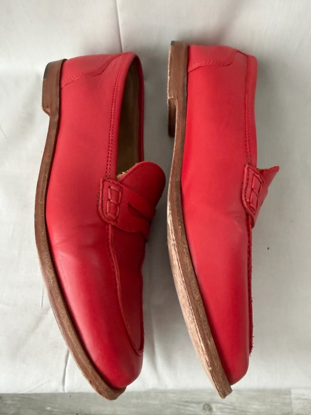 J. Crew Red Leather Penny Loafers (D0240) - Picture 2 of 9